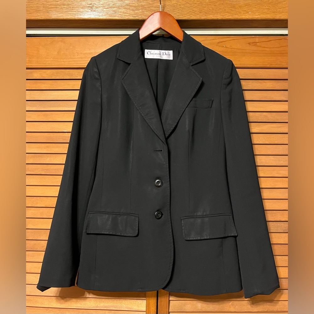 Vintage Christian Dior Jacket Women Small Black Classic